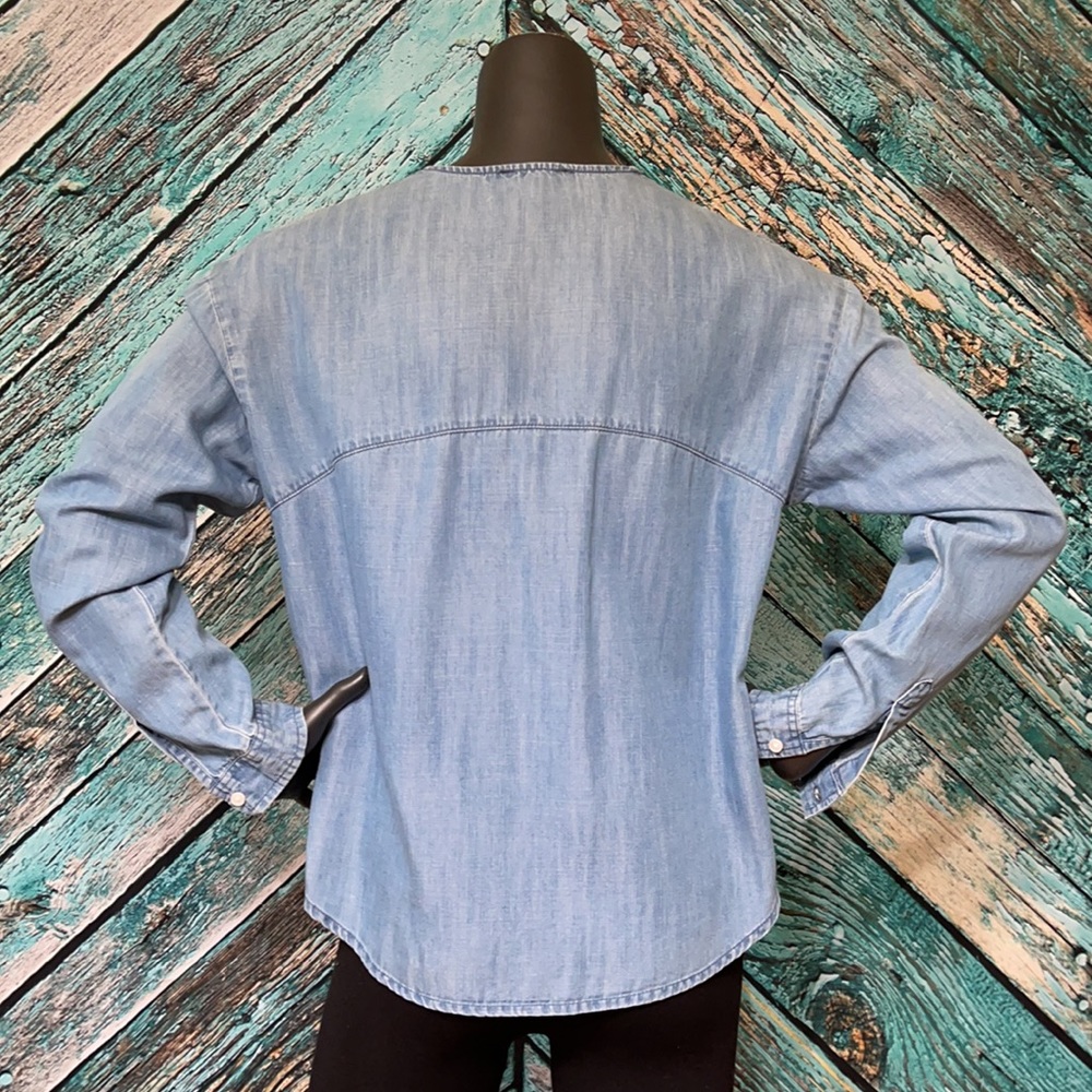 Long Sleeve Denim Chambray Shirt, Small - Picture 3 of 7